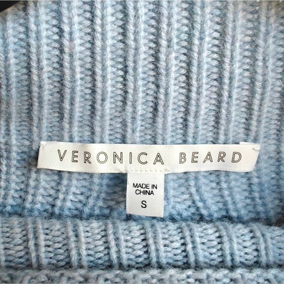 Veronica Beard Rama Blue Mock Neck Sweater Wool Cashmere Size Small - Picture 10 of 11